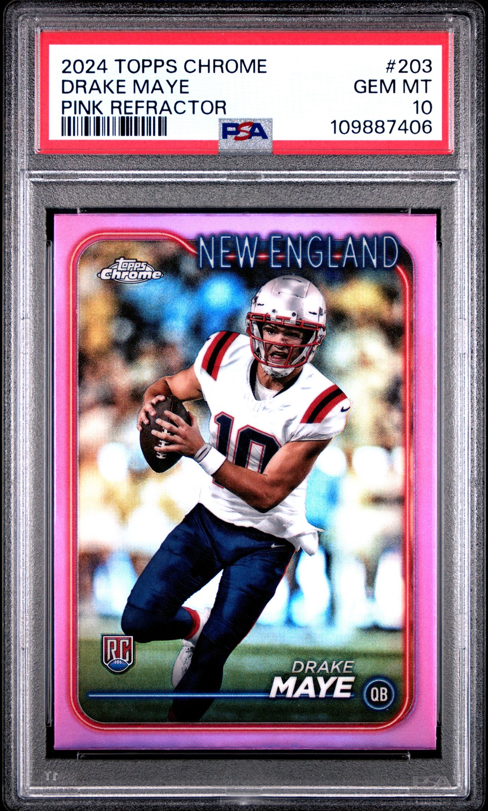 2024 TOPPS CHROME PINK REFRACTOR #203 DRAKE MAYE PSA 10