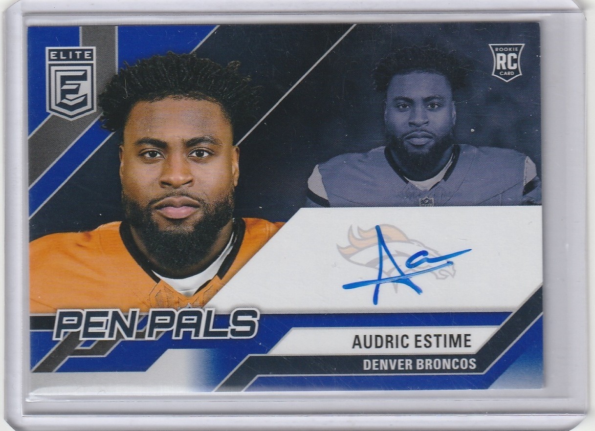 Audric Estime Panini Donruss Elite Pen Pals #PALAES Blue Ink