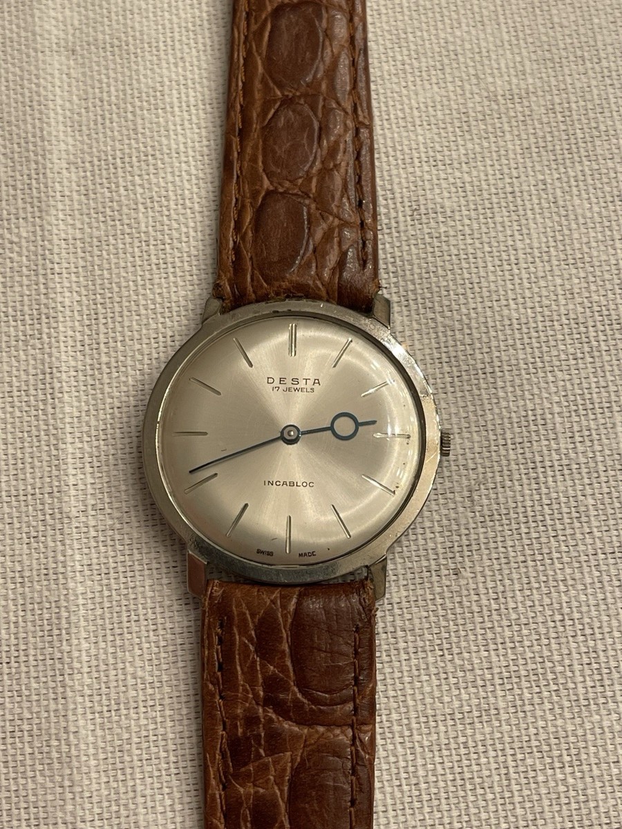 Vintage Desta 17 Jewels Incabloc Swiss Made Mens Wrist Watch Ultra