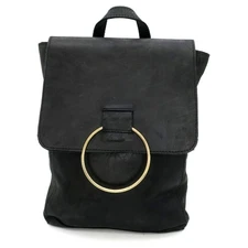 ABLE Fozi Black Leather Backpack Purse Urban Gold Ring Minimalist Distressed Bag