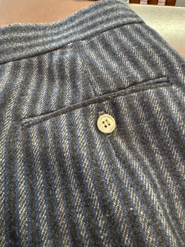 Vintage 70er Co-Ed schicker WOLLE marineblau grau Nadelstreifen Wickel ROCK THACKERY USA 30" Taille - Bild 14 von 15