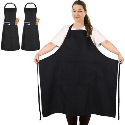 Große unisex Kochschürze Schwarz mit 2 Taschen Latzschürze Kochen Grillen Arbeit