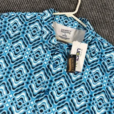 Cremieux Shirt Mens XL Blue Geometric Short Sleeve Button Up Casual New