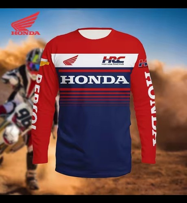 #ad #ad Honda Racing Graphic Print Men#x27;s T Shirt Red Blue White M Crew Neck Long Sleeve $30.00