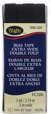 Double Fold Bias Tape 1/2"X3yd Black