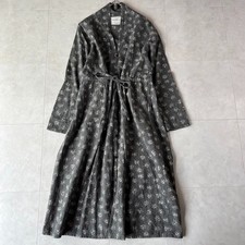 ICHI / ICHI Antiquites Cotton Linen Shirt Long Dress Floral pattern MINT