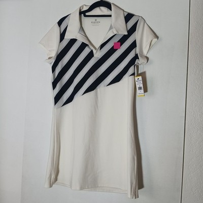 Eleven Venus Williams Tennis Polo Dress M asymmetrical B/W stripes winner 