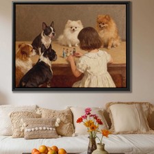Oil Painting Dog Puppy Canvas Print Boston Terrier Artwork Living Room Decor Art