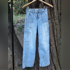 Abercrombie  Fitch Kids High Rise Wide Leg with Floral Embroidery Jeans Size 13