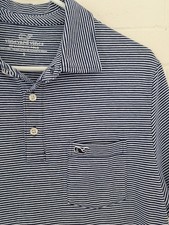 Vineyard Vines Men's Edgartown Polo Shirt Navy Stripes Pima Cotton Blend Small