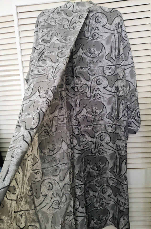 Jaqueta espanador Max Studio longa boho artística primitiva estampa tribal Lagenlook G GG  - Imagem 4 de 4