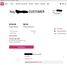 T-Mobile Gold Rewards SIM Legacy Pay As You Go with $134.99  (call/text, 10¢)