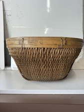 Vintage 23  Large Harvest Gathering Woven Basket Wicker Farmhouse Rustic Decor