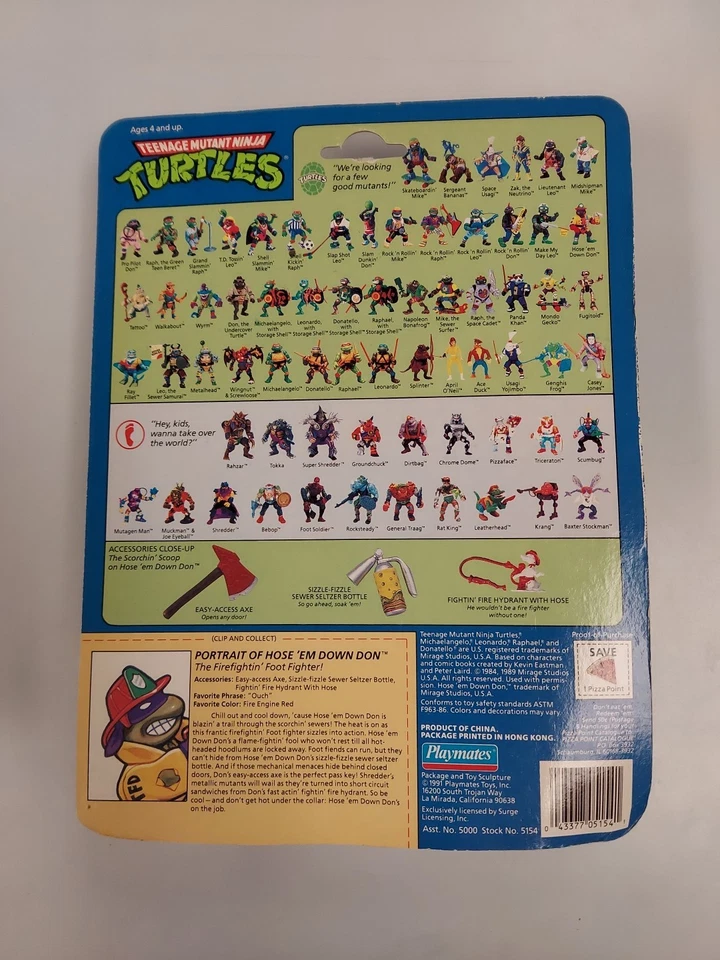 Vintage 1991 Teenage Mutant Ninja Turtles Hose Em Down Don Playmates New - Image 2 of 4