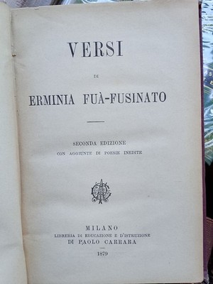 Erminia Fua' Fusinato Versi Carrara 1879