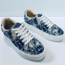 NEW Betsy Johnson BOHO Sidny Blue Floral Rhinestone Platform Tennis Sneaker 6.5M