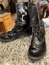 Vintage PANCO Black Leather Jump Boots Size 9.5 D Military Combat Made In USA