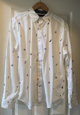 NAUTICA Men  s Maritime Icon Printed Long Sleeve Shirt Classic Fit-Medium