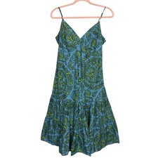 Vintage Gap Tiered Babydoll Floral Dress Size 12 Blue Green Ruffle Fairy Y2K