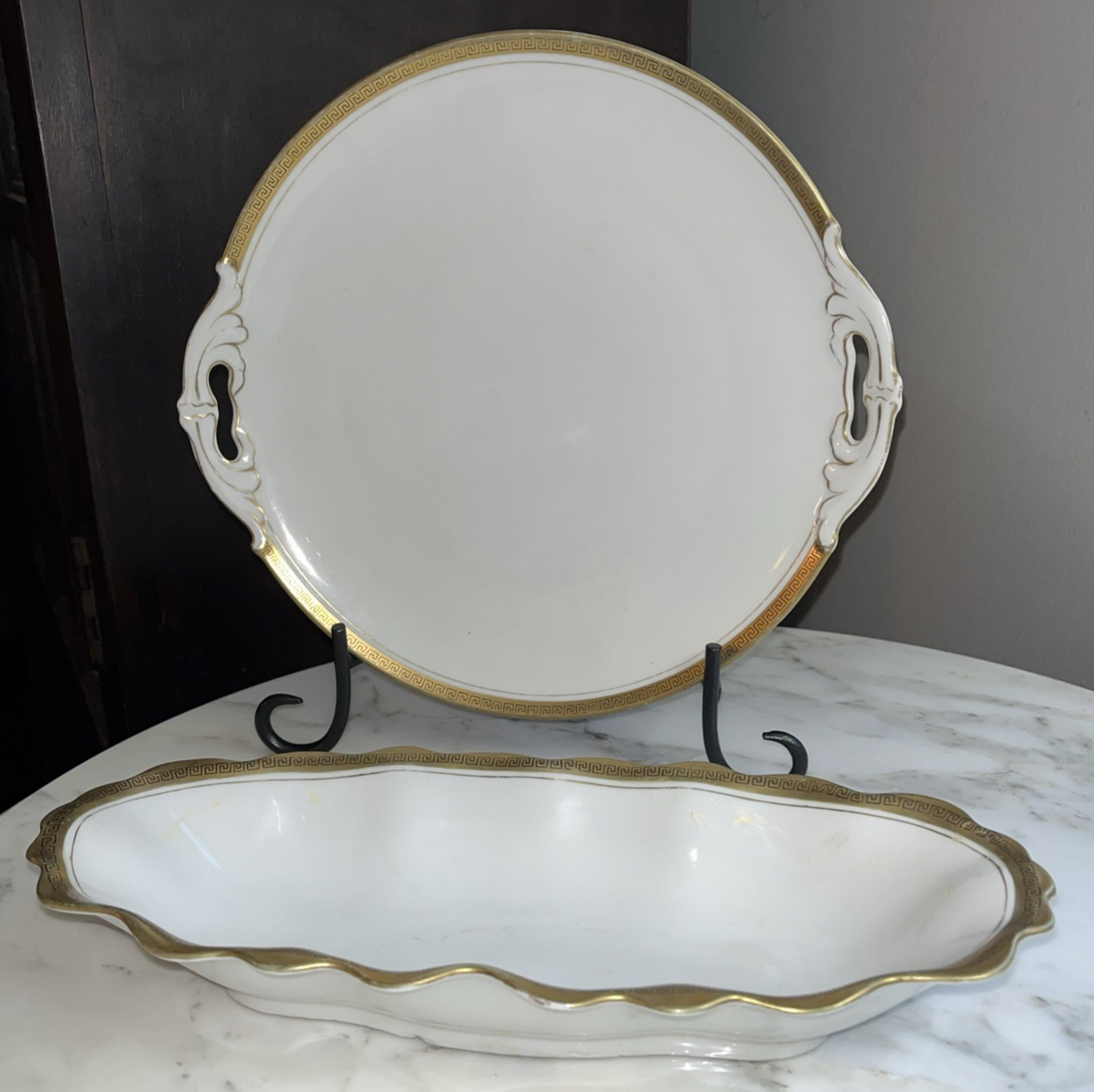 Antique MZ Austria Porcelain Set Greek Key Gold 10