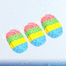 3 Pcs Oval Bath Sponge Seaweed Sponges Four Colors for Bathroom Tools