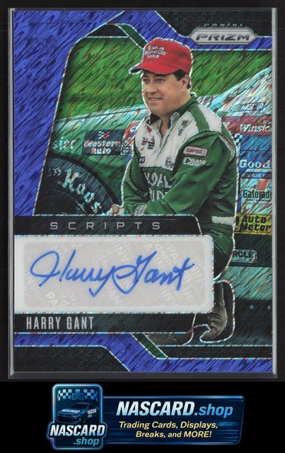 2025 Panini Prizm #S-HGN Harry Gant Scripts Blue Shimmer #/4