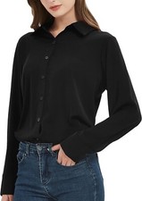 SPRING SEAON Women's Button Down Shirts Causal Collared Blouses Work Blouse L