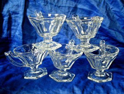 Jefferson Krys-Tol Flint Glass Chippendale Patten Sherbets Five Pieces