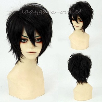 Short Straight Cosplay Hair Wig Women Men Halloween Dress Black White Green Blue