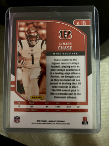 Ja'Marr Chase Absolute Rookie Card - Picture 2 of 2