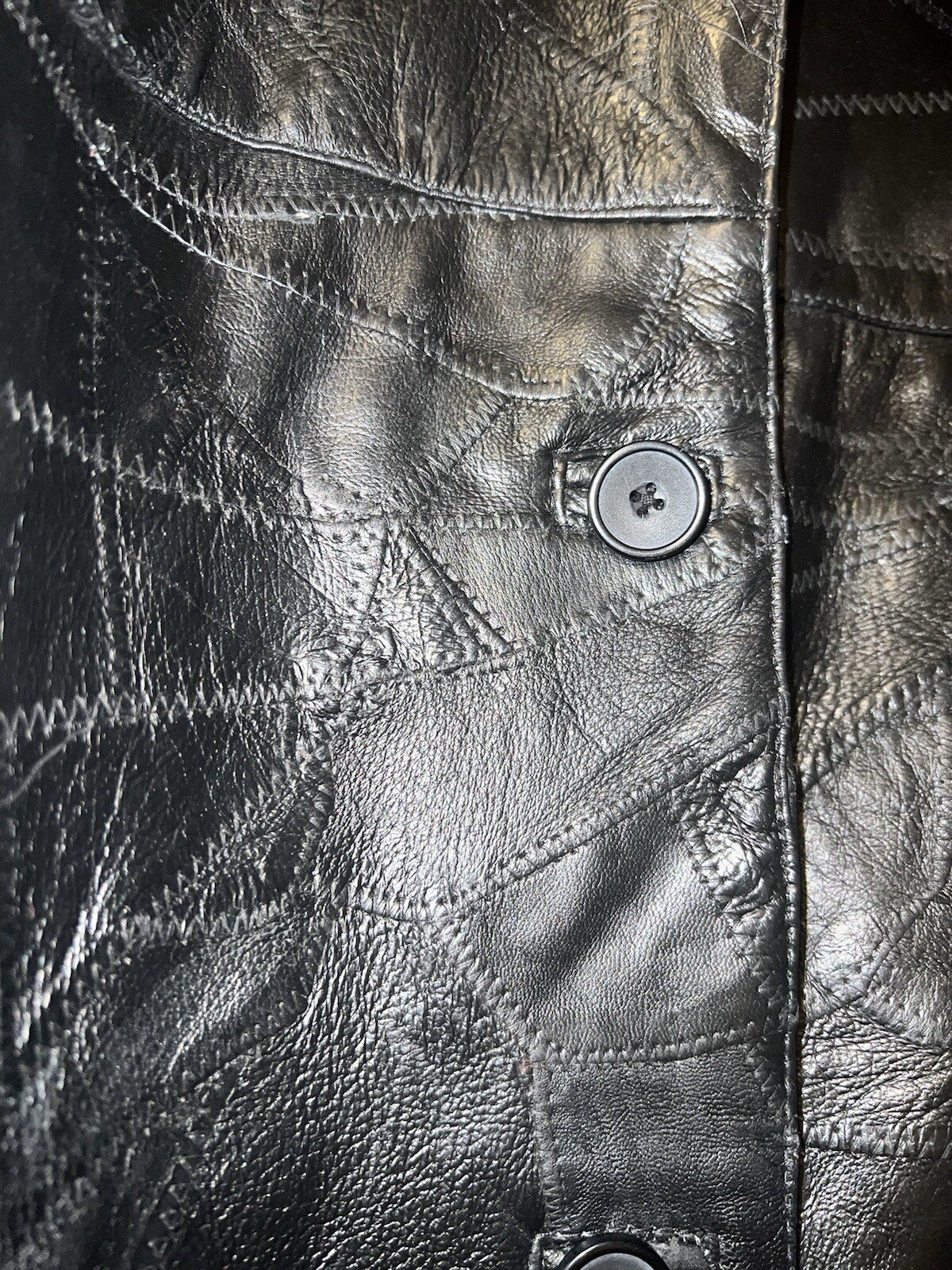 Vintage Cellini Patchwork Leather Jacket Black Co… - image 3