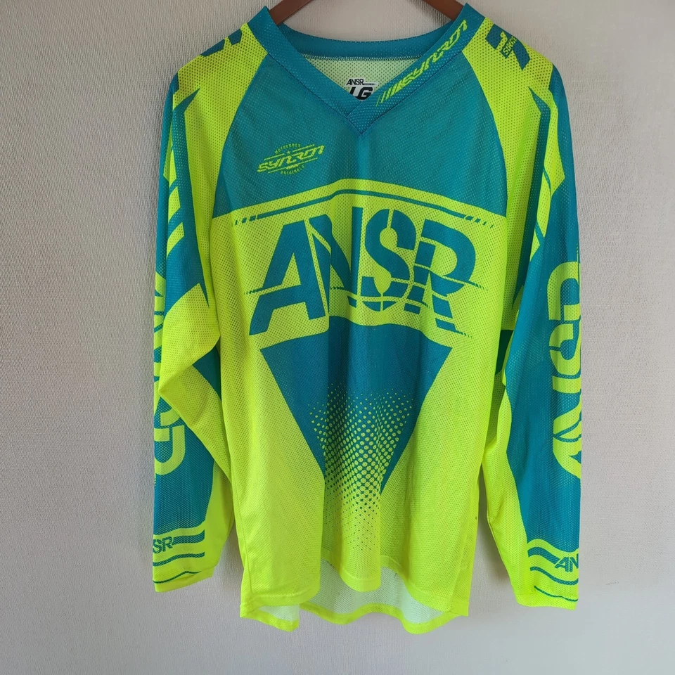 Camiseta Answer Racing Juvenil Talla L Amarillo Neón Azul Casey Cochran Moto Racing Gear Foto 2 de 4
