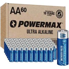Powermax AA Batteries 60 Ct Ultra Long Lasting 10-Year Shelf Life