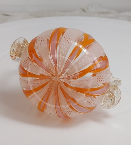 Murano Italy Vase Venini & Bianconi Latticino White Orange & Gold Glass C. 1900 - Picture 17 of 24