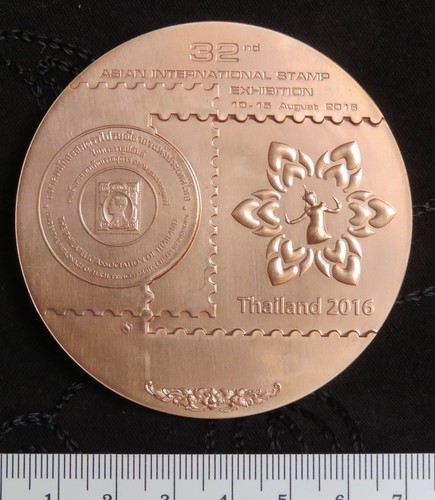 2016 Thailand Asian Stamp Expo Bronze Medal Coin Philatelic Zodiac Elephant 70mm - Picture 5 of 7