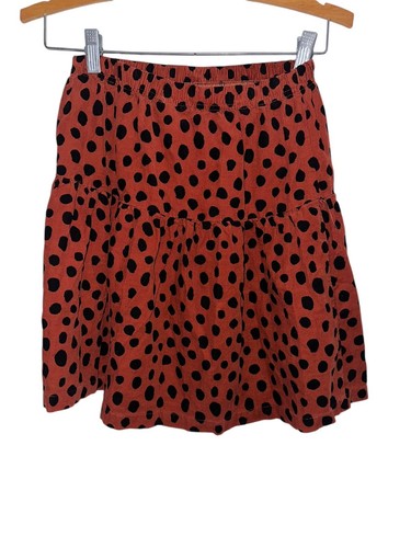 Hanna Andersson Girls Tiered Corduroy Skirt Sz 150 Or 12 Brown Black Polka Dot - Picture 2 of 5
