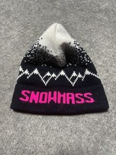 SNOWMASS Colorado Ski Resort Black White Mountains USA Made CLEANED Hat BEANIE