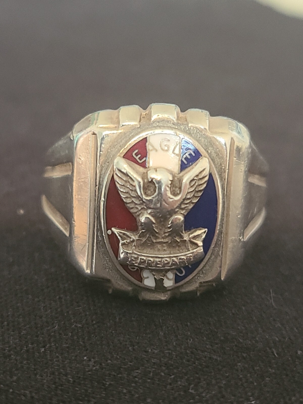 Vintage Eagle Scout Ring (40's 50's) Silver Size 8 Gem