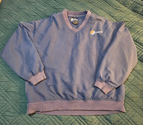 Vintage Pepsi Aramark Mens Pullover Jacket L Blue Logo with Pockets Employee - Picture 6 of 6