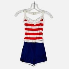 Algy Size XS Dance Costume Red White Blue American 4th Competition Pin Up Flag
