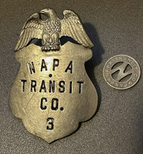 NAPA TRANSIT Bus Driver's Badge JEWELERS UNION SEAL + TOKEN Maker: SAN FRANCISCO