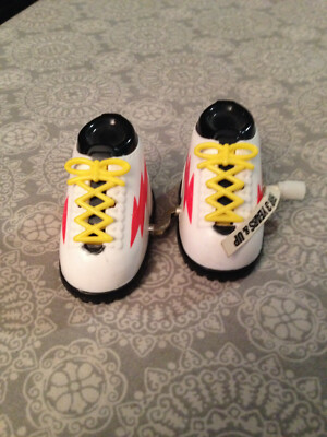 Tomy Wind Up White Lightning Bolt Sneakers with Tags Rare Vintage