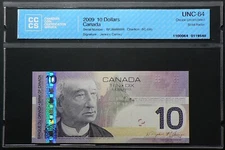 2009 Canada Solid Serial 8888888 $10 Dollars CCCS UNC64 Solid Radar #22679