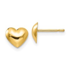 14k Yellow Gold Children's Heart Stud Earrings 0.19gm L-7mm, W-7mm