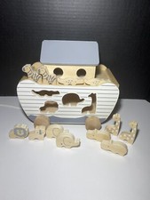 Nursery Noah  s ark Wooden Shapes Pull Rope Unisex Baby Room  animals