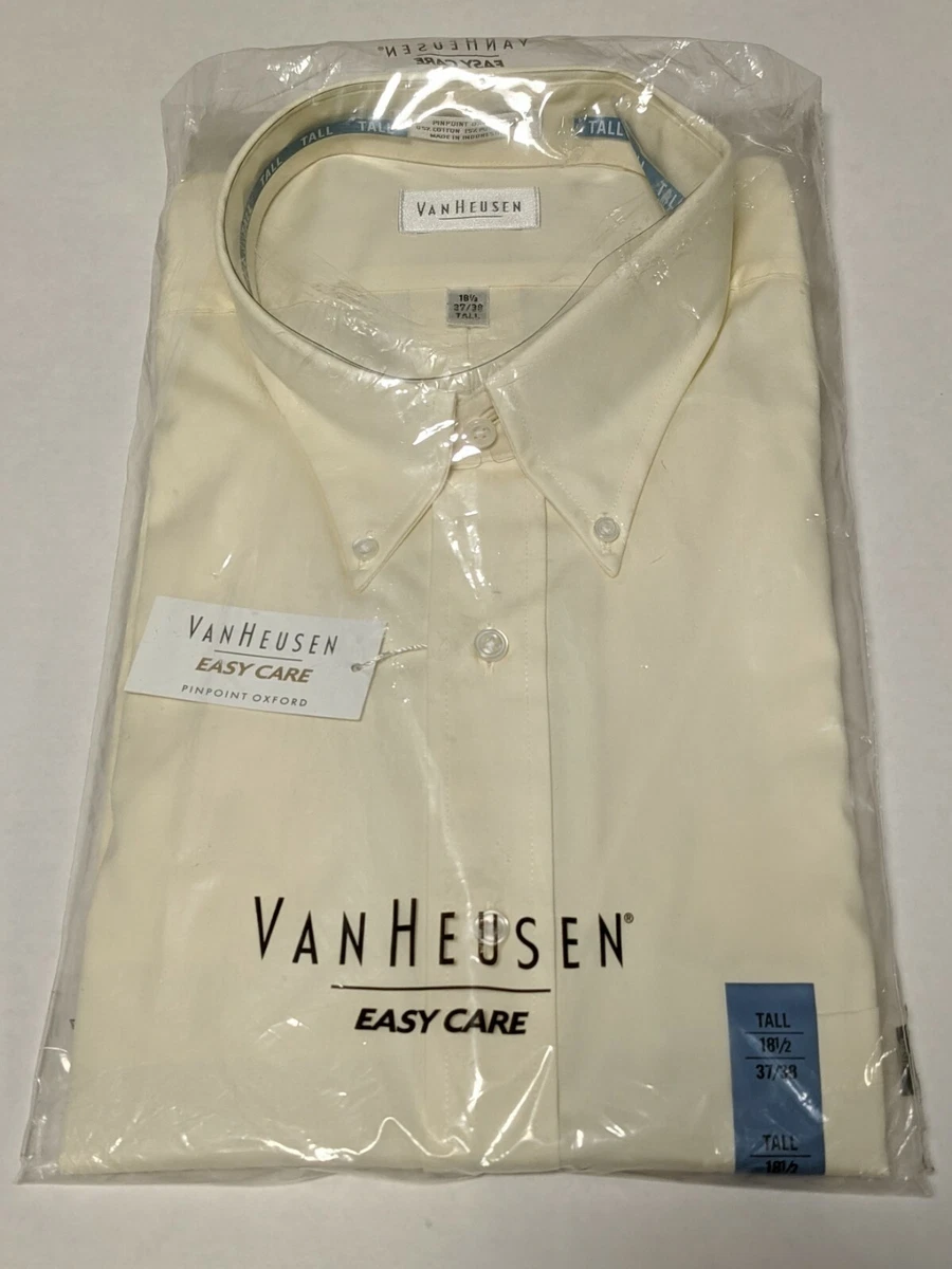 Van Heusen Pinpoint Oxford Lt. Yellow 18 1 2 Tall Button Down Long