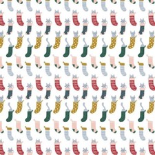 Feline Drive Fabric SWEATER WEATHER Cat Stockings White Fat Quarter 18"x22" FQ