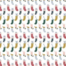 Feline Drive Fabric SWEATER WEATHER Cat Stockings White Fat Quarter (18"x22") FQ