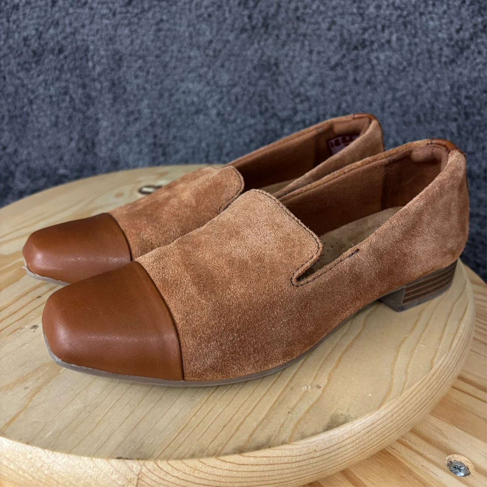Mocassini Clarks Tilmont Step scamosciati donna 6 5 cognac ballerine slip on punta a cappuccio scarpe