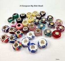 Variety Lot European Beads Big Hole Beads . 2euro